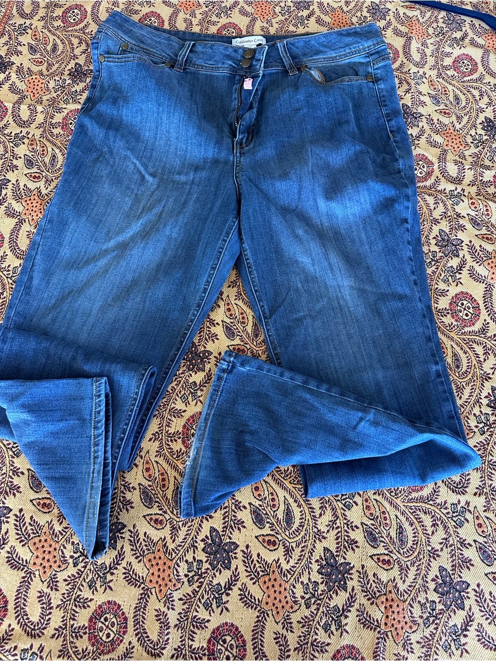Coldwater Creek Blue Denim Jeans with Decorative Bronze Buttons